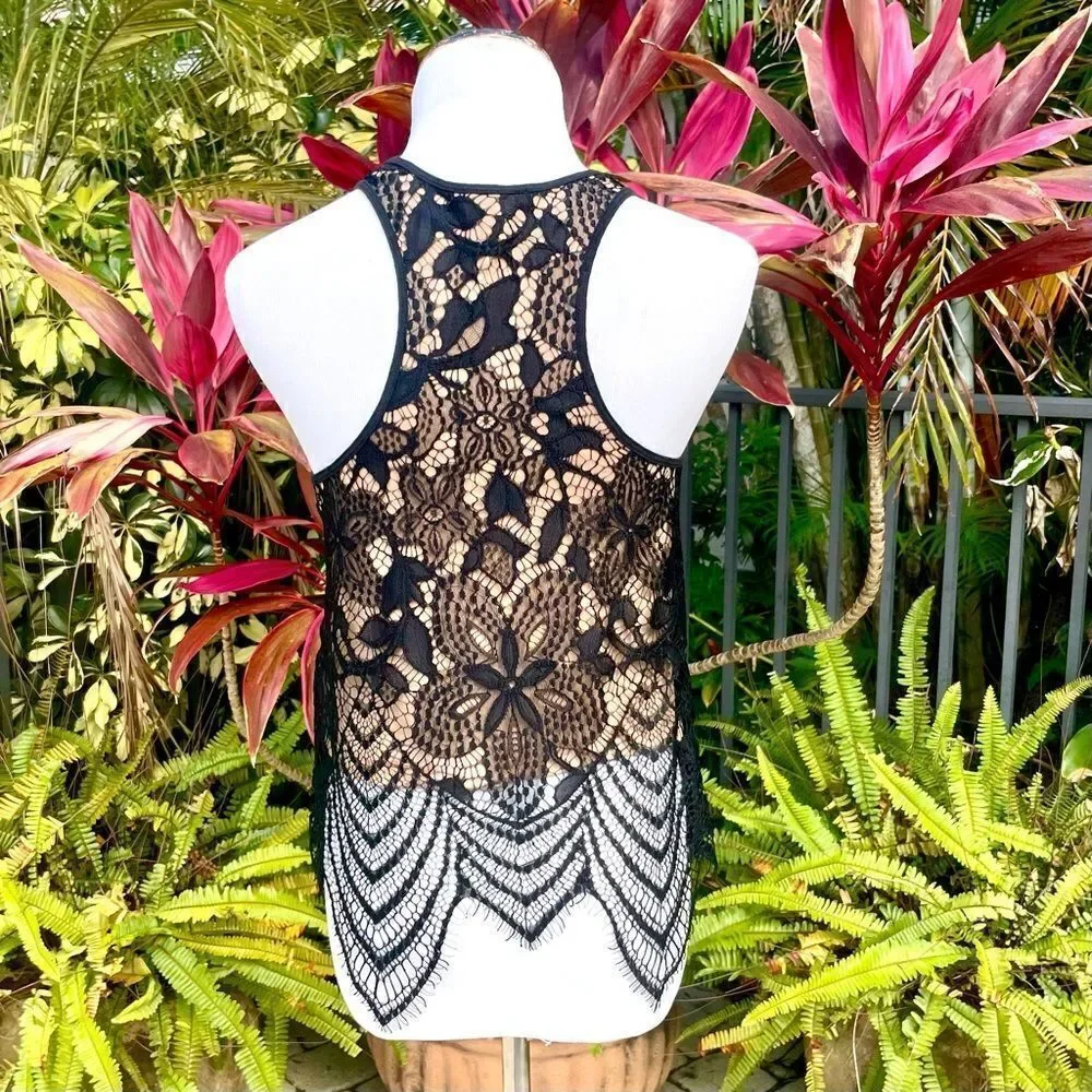 Express Eyelash Lace Overlay Skirt & Tank Set